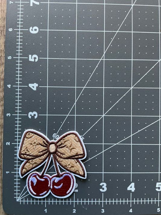 Cherry w/ bow iron on patch