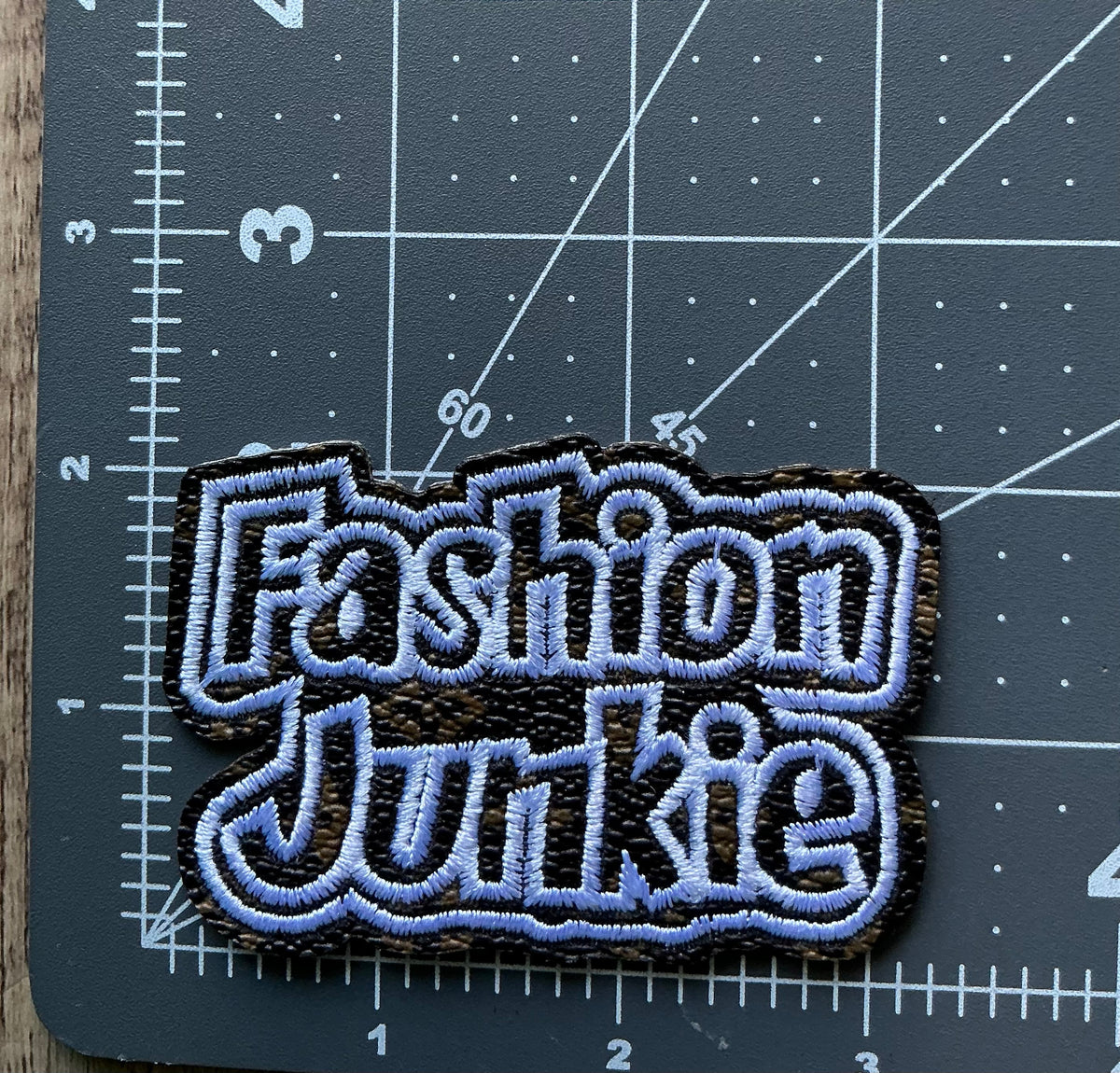 Fashion junkie iron on patch