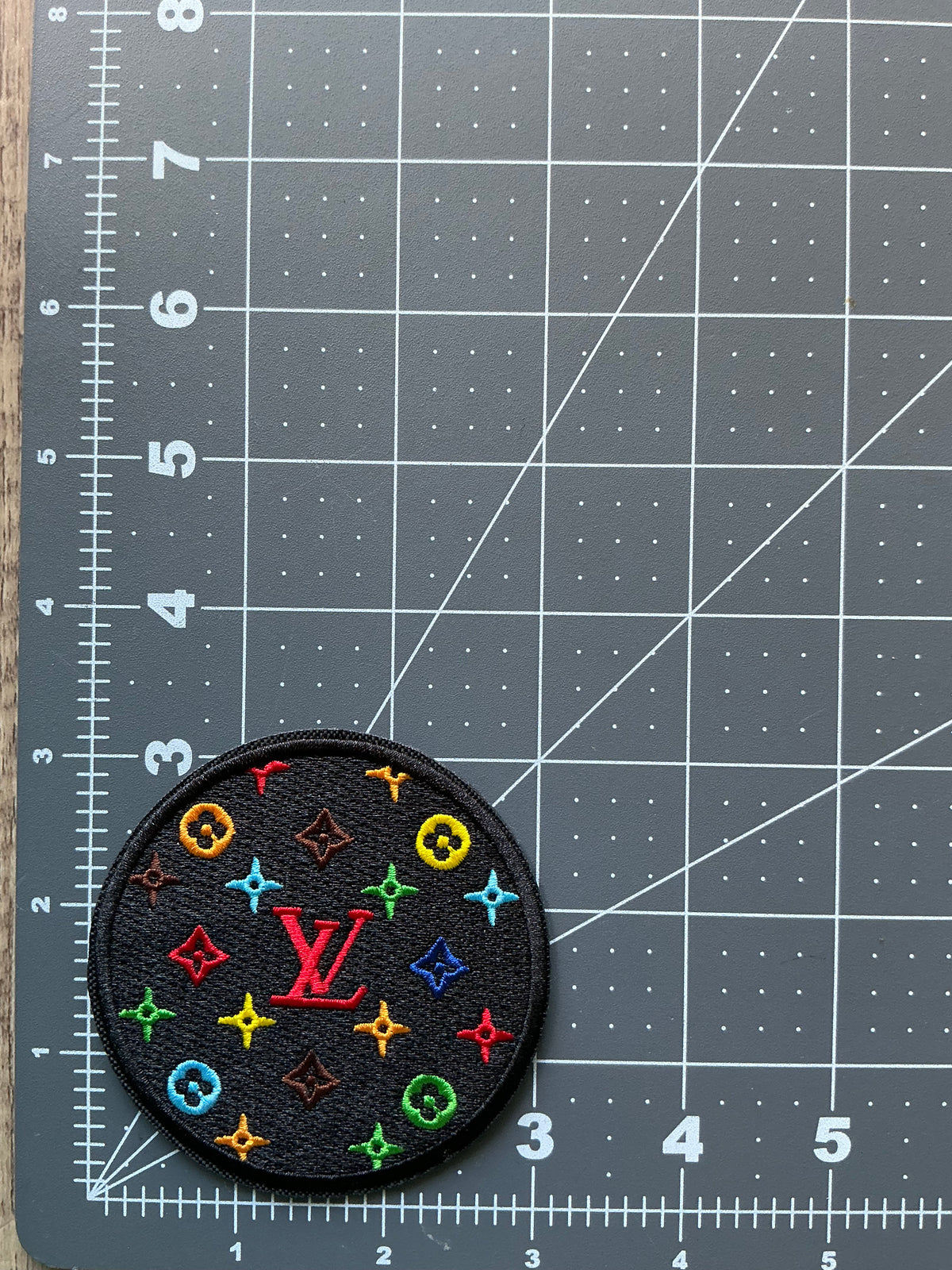 LV Black multicolor iron on patch ￼