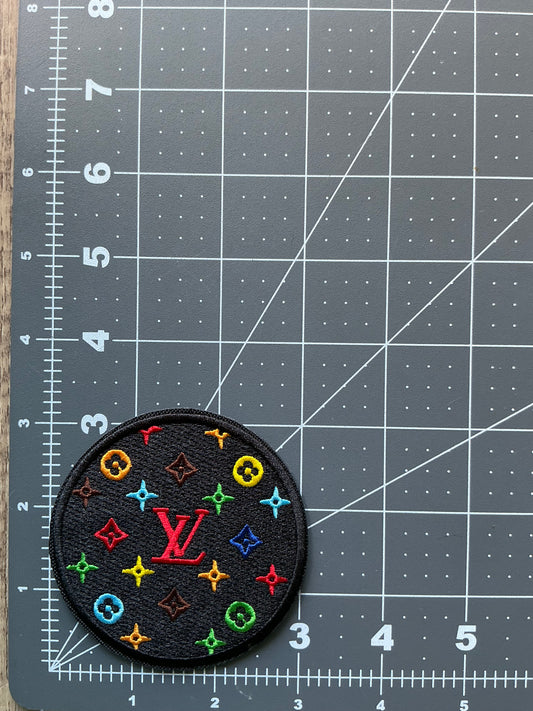 LV Black multicolor iron on patch ￼