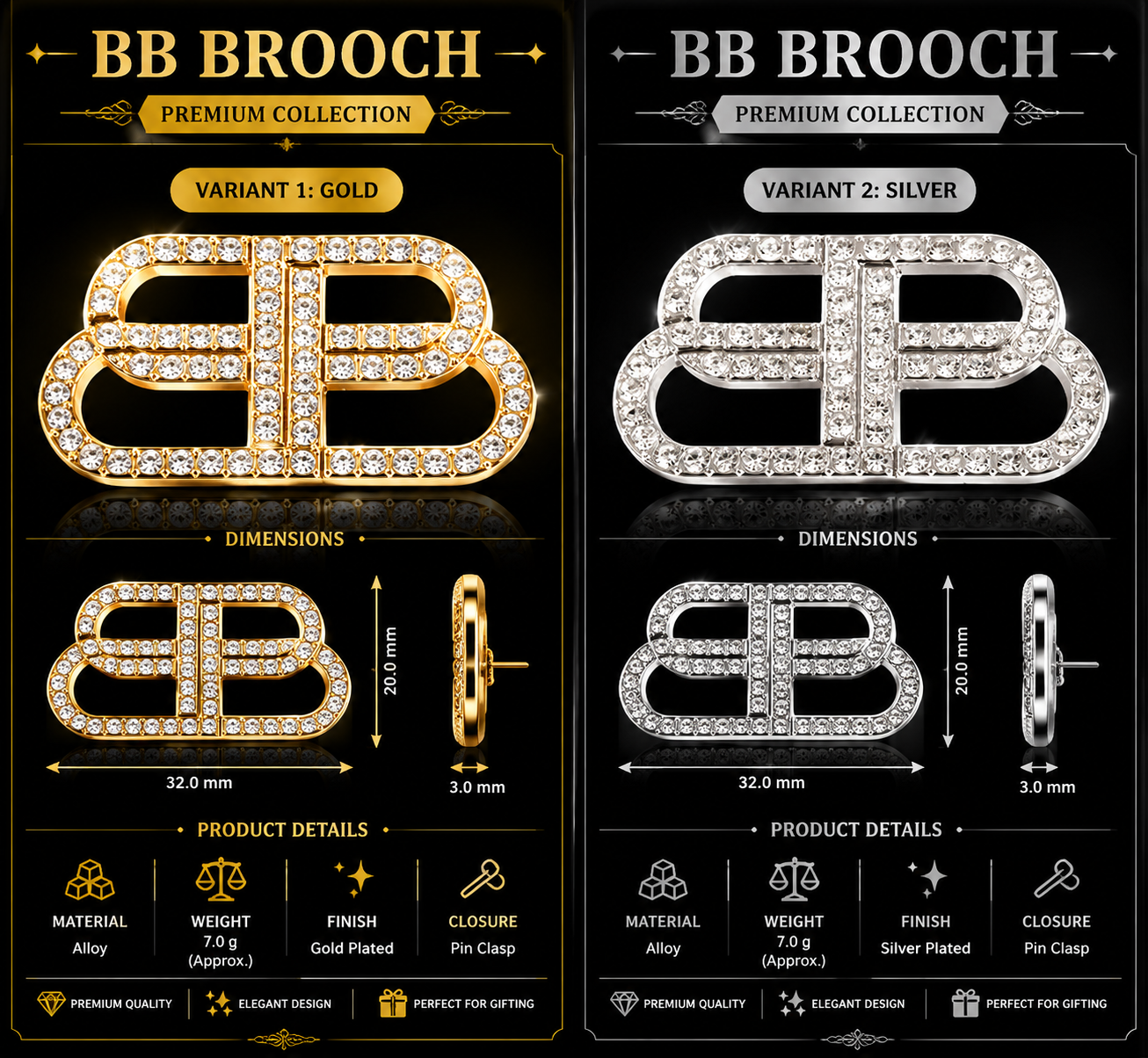 BB brooch premium collection variants