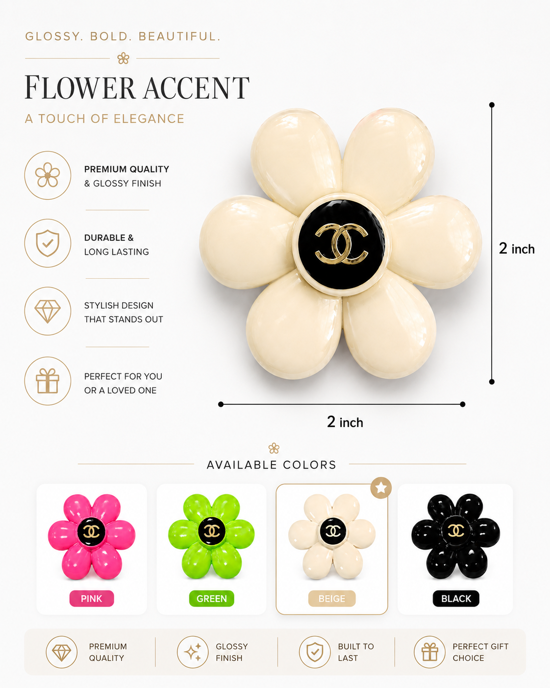 Pink Flower Flat Back Charm