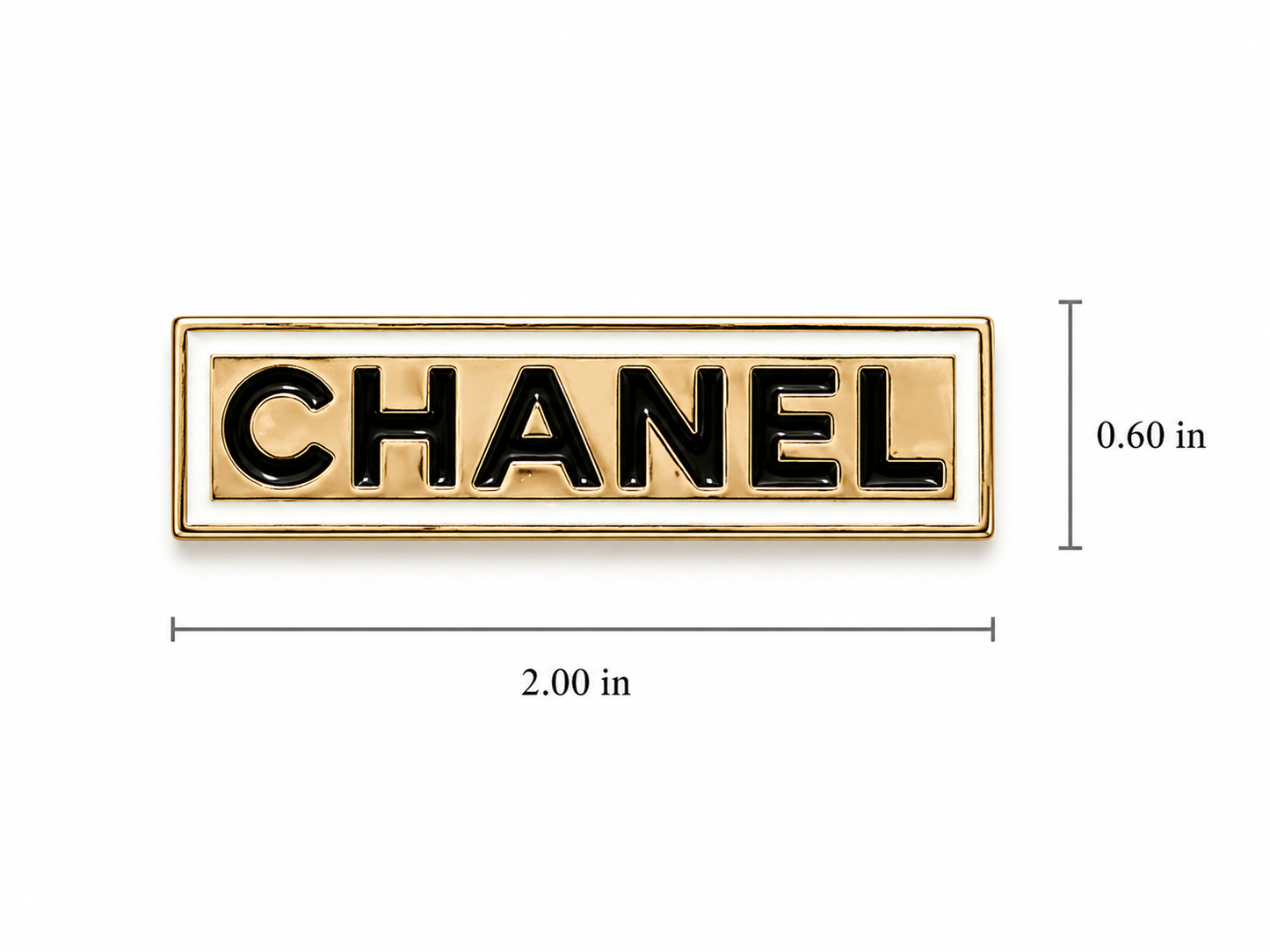 Chanel Paris Gold Metal Label Plate with Black Text