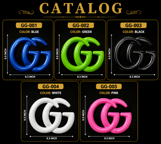 GG emblem catalog in gold and black