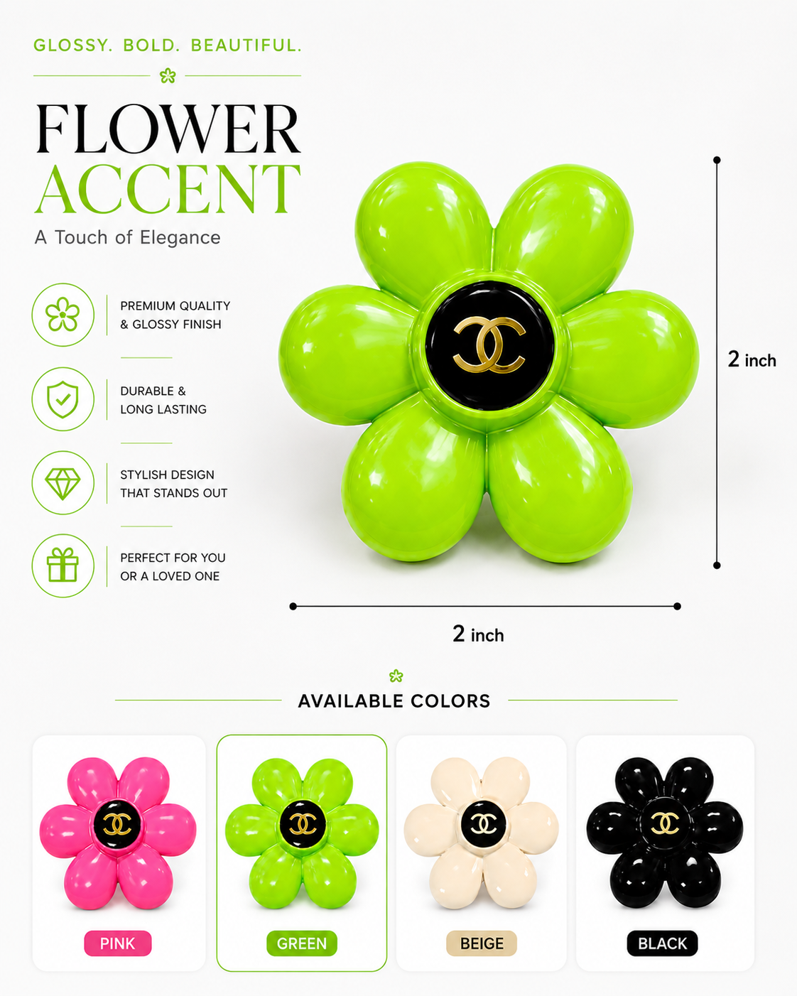 Pink Flower Flat Back Charm