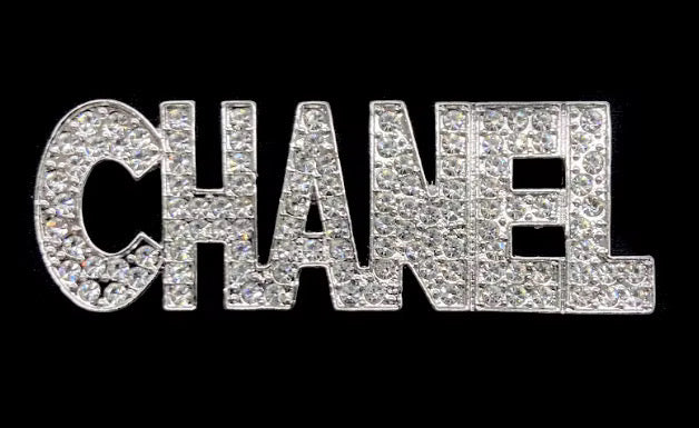 Chanel Paris Gold Metal Label Plate with Black Text
