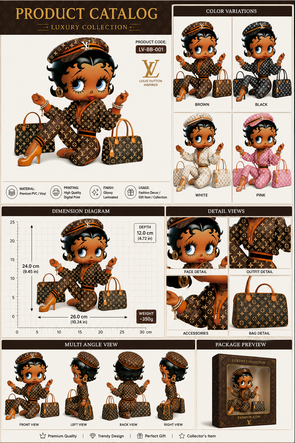 Luxury fashion character product catalog