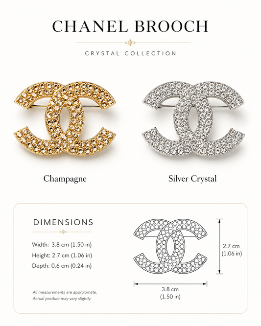 👉 Luxury CC Crystal Brooch Collection – Multiple Color Variants