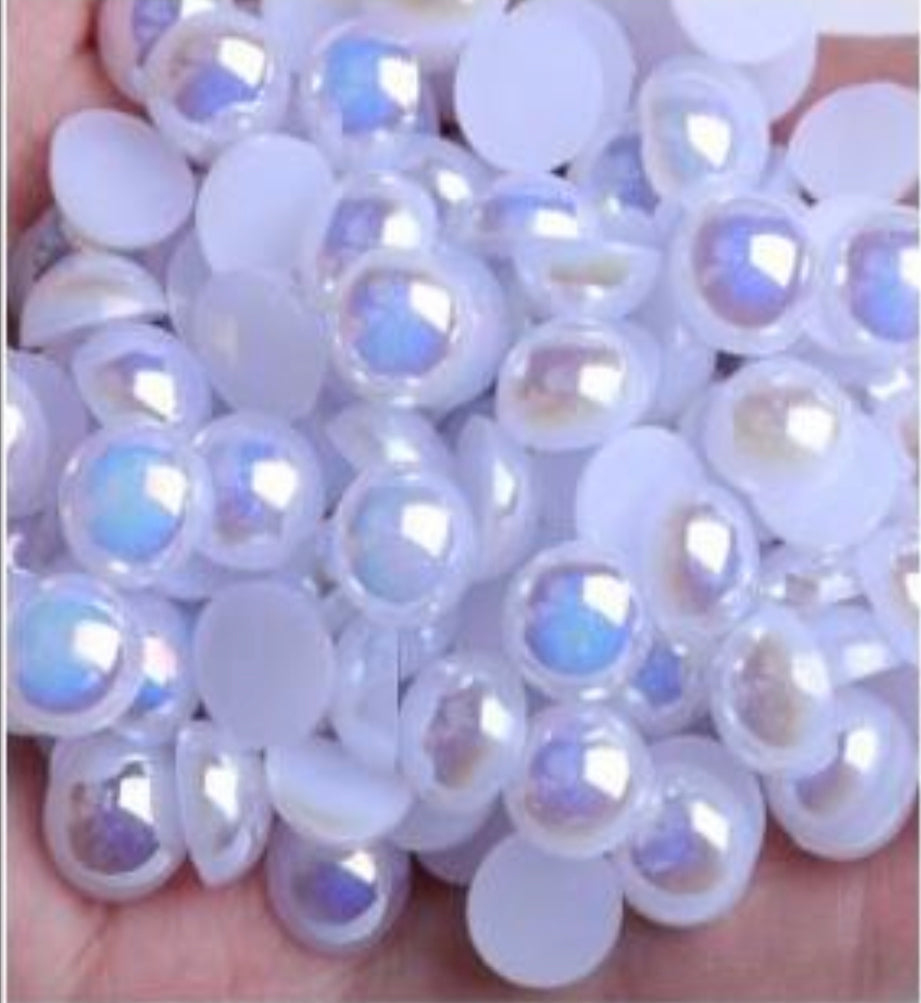 Half  AB Flat-back Pearl Beads mix size 4-10mm mix size shiny round