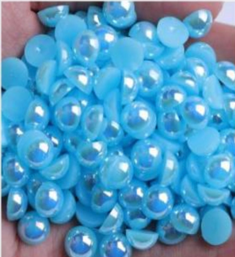 Half  AB Flat-back Pearl Beads mix size 4-10mm mix size shiny round