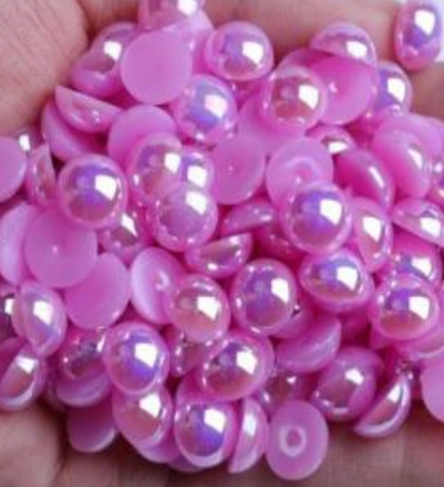 Half  AB Flat-back Pearl Beads mix size 4-10mm mix size shiny round