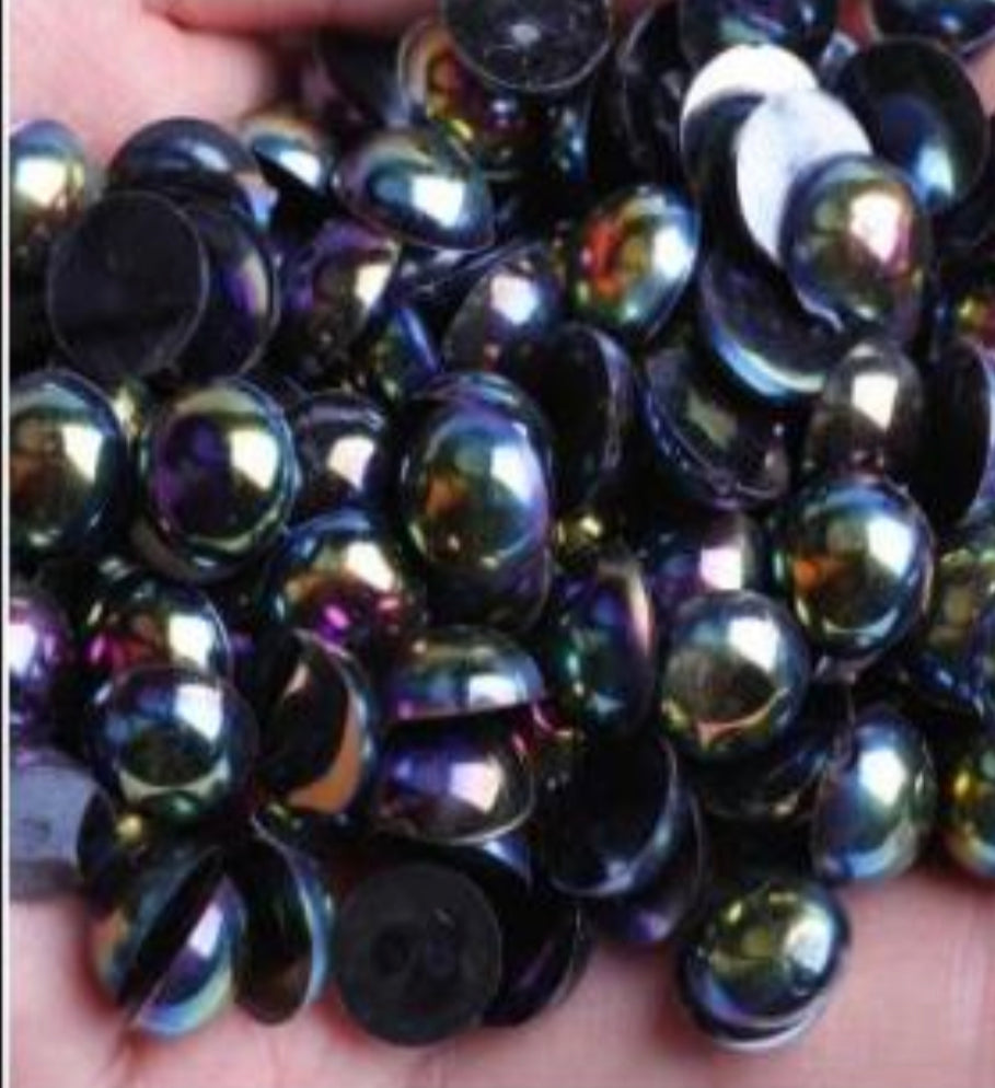 Half  AB Flat-back Pearl Beads mix size 4-10mm mix size shiny round