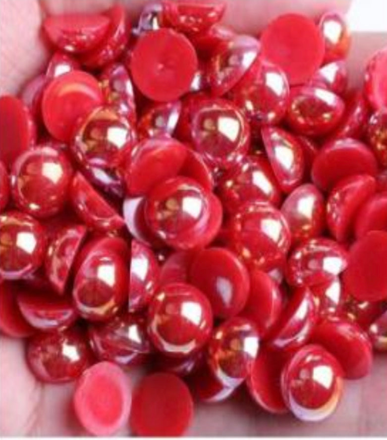 Half  AB Flat-back Pearl Beads mix size 4-10mm mix size shiny round