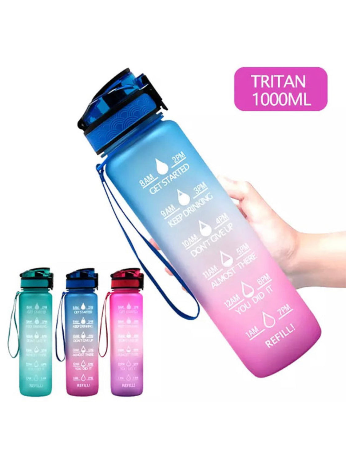 32oz Motivational Water Bottle with Strainer, Fruit Infuser & Brush - Nature's Finest Herbs