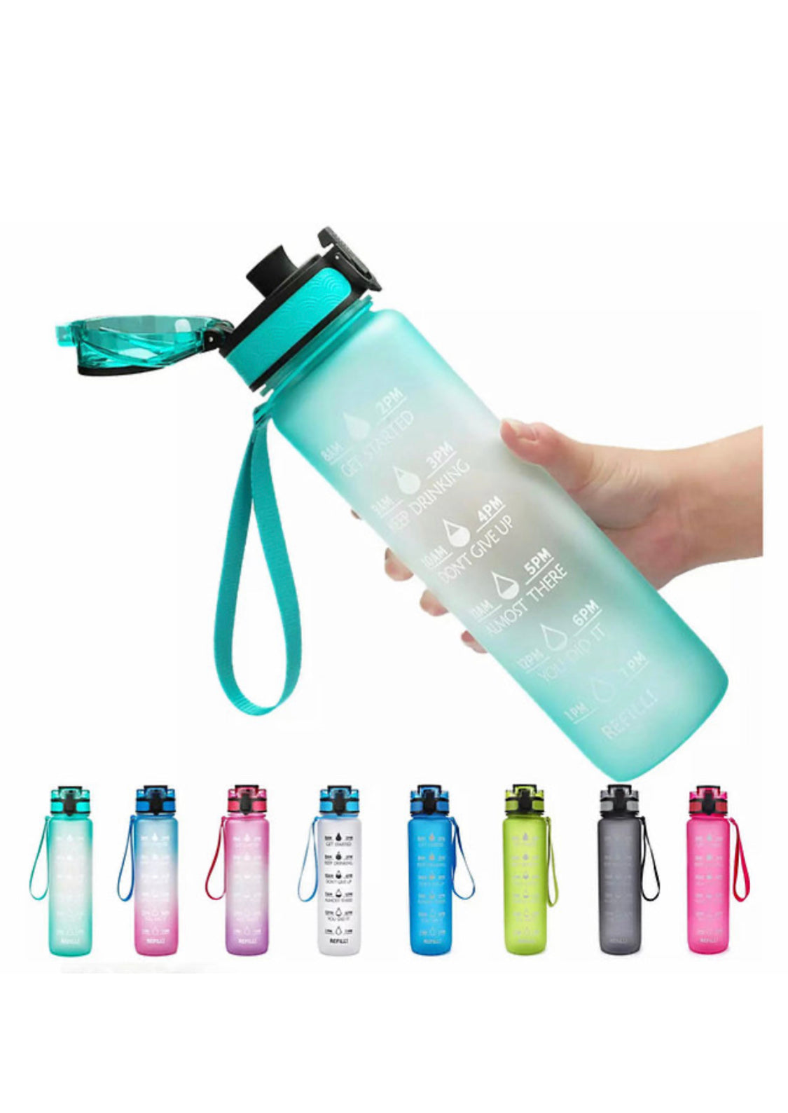 32oz Motivational Water Bottle with Strainer, Fruit Infuser & Brush - Nature's Finest Herbs