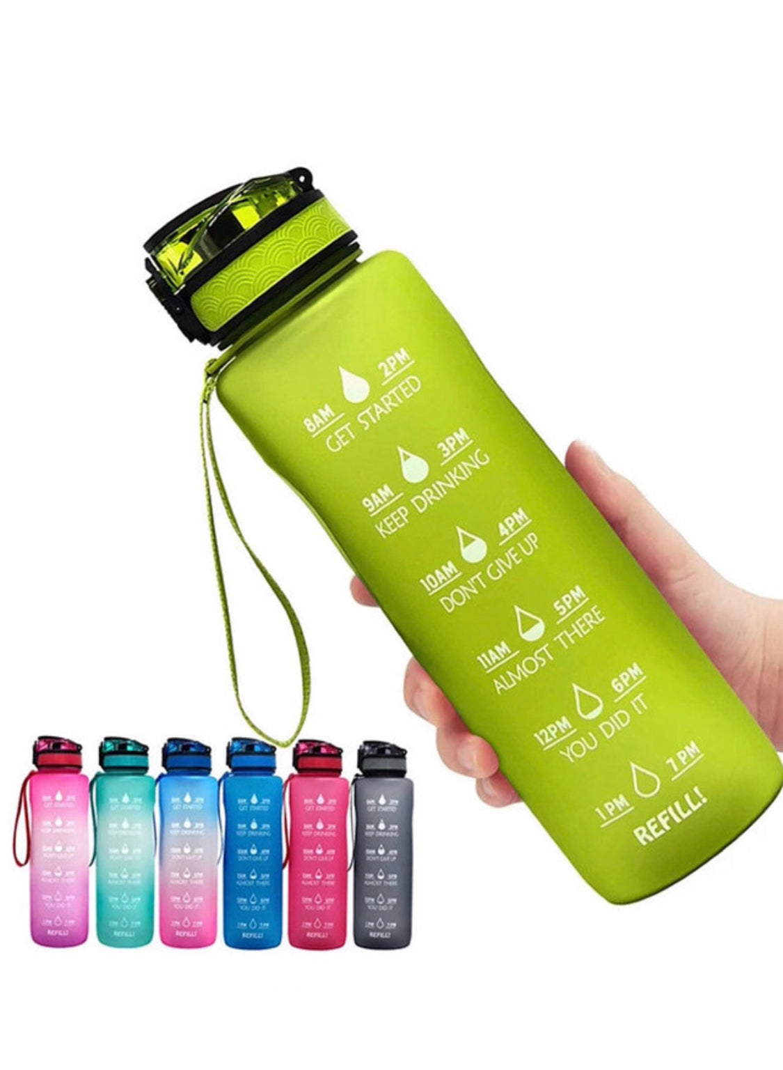 32oz Motivational Water Bottle with Strainer, Fruit Infuser & Brush - Nature's Finest Herbs