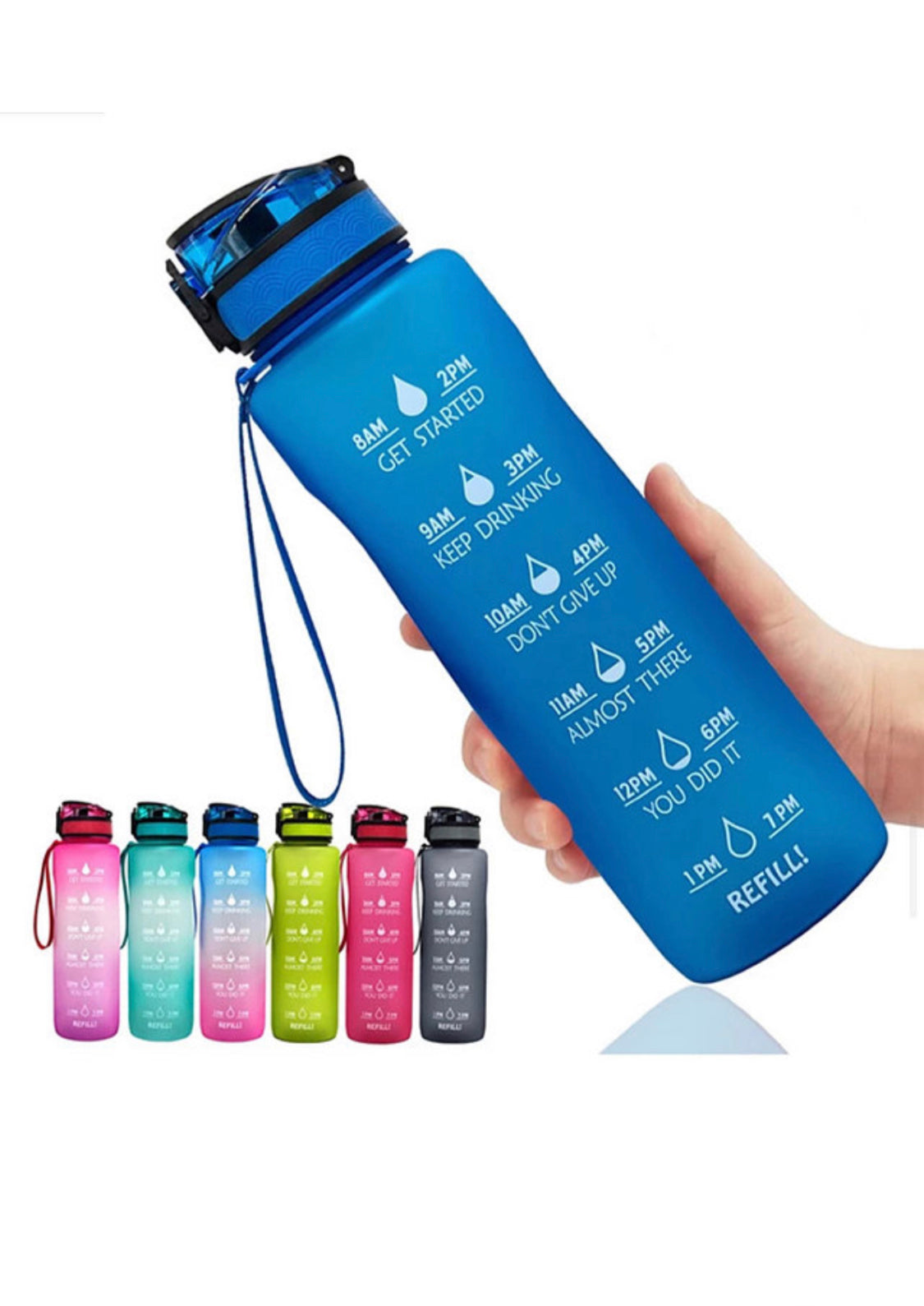 32oz Motivational Water Bottle with Strainer, Fruit Infuser & Brush - Nature's Finest Herbs