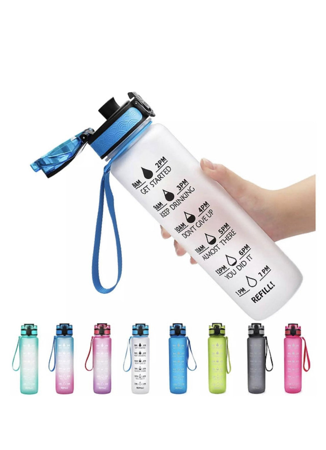 32oz Motivational Water Bottle with Strainer, Fruit Infuser & Brush - Nature's Finest Herbs