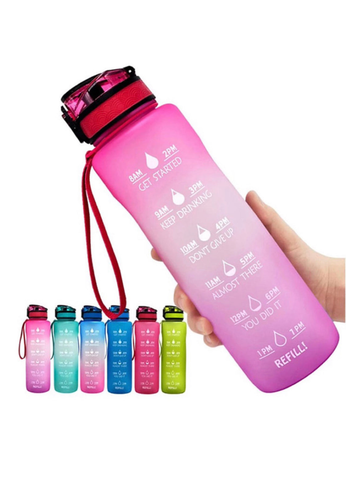 32oz Motivational Water Bottle with Strainer, Fruit Infuser & Brush - Nature's Finest Herbs